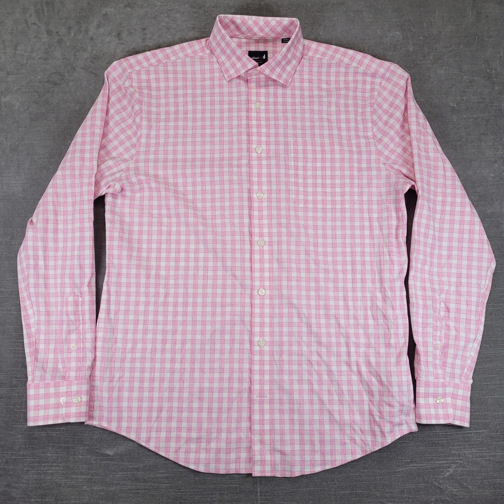 Johnnie-O Button Down Shirt Mens Medium Pink Gingham Performance Long Sleeve
